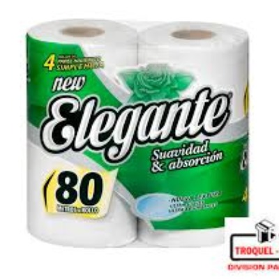 Papel Higiénico Elegante Hoja Simple 4 Rollos De 80 Mts.