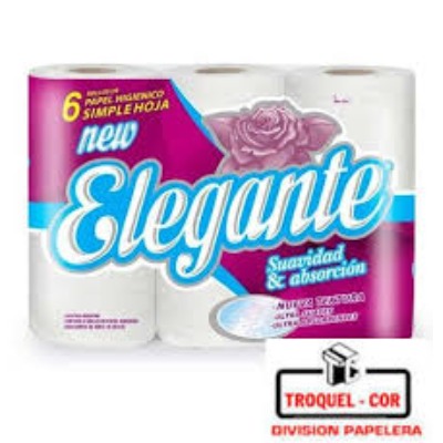 Papel Higiénico Elegante Hoja Simple 4 Rollos De 30 Mts.