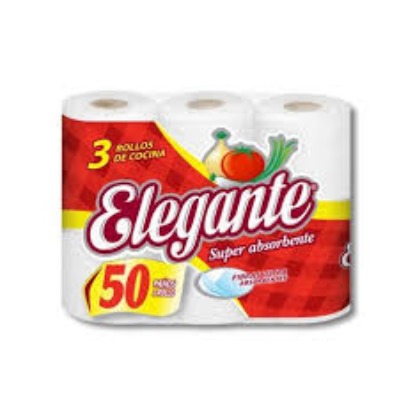 Rollo De Cocina Elegante. 3 Rollos De 50 Paños
